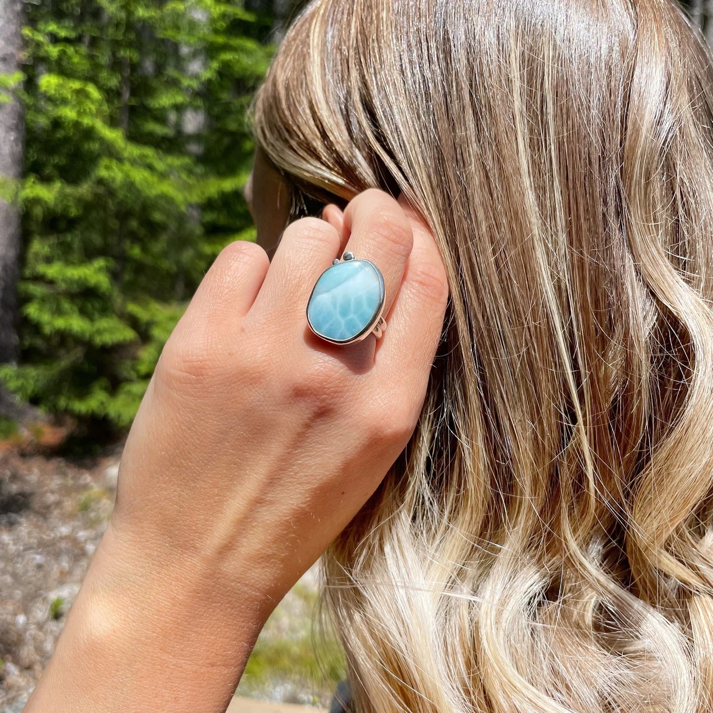 Freeform Larimar Ring | Size 8