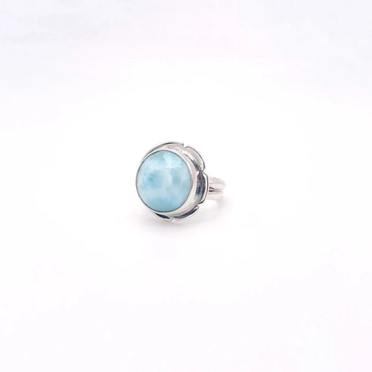 Half Bloom Larimar Ring | Size 6