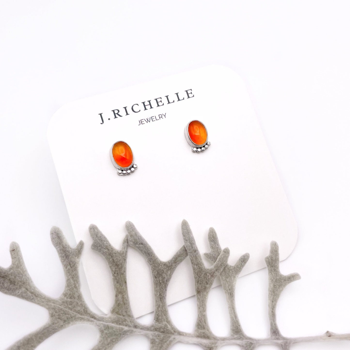 Carnelian Oval Dottie Stud