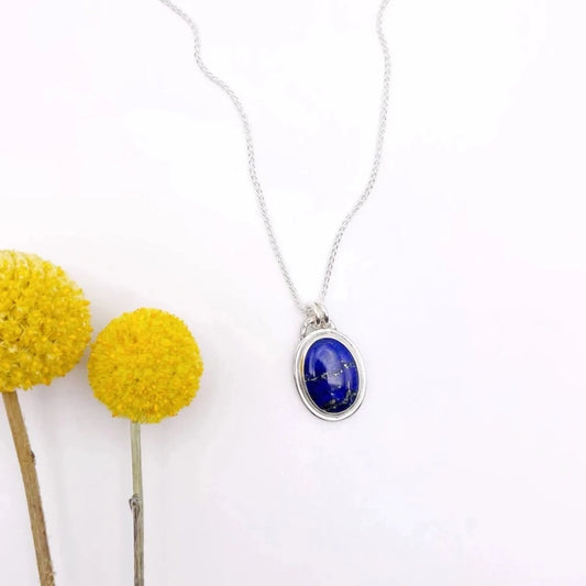 Lapis Lazuli Oval Pendant Necklace