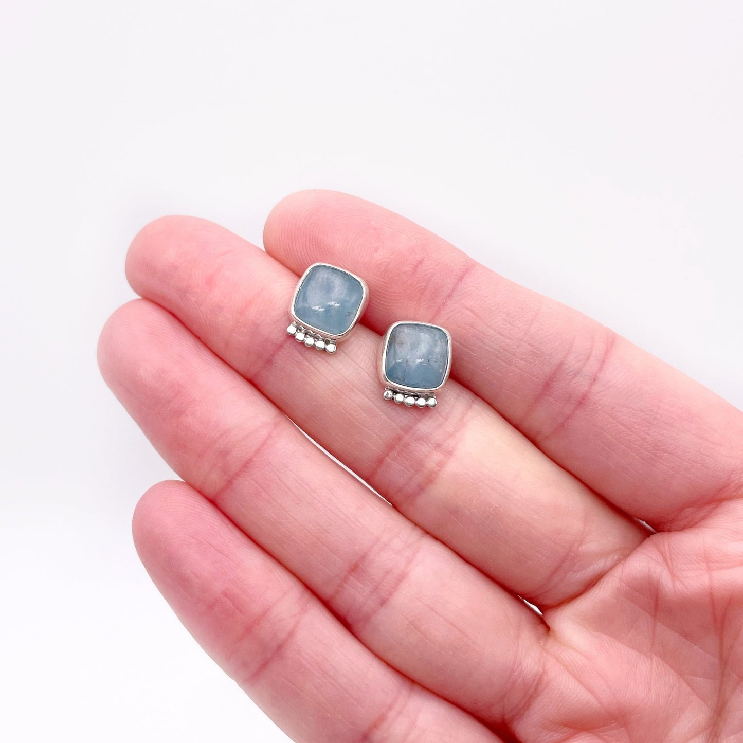 Aquamarine Square Dottie Stud