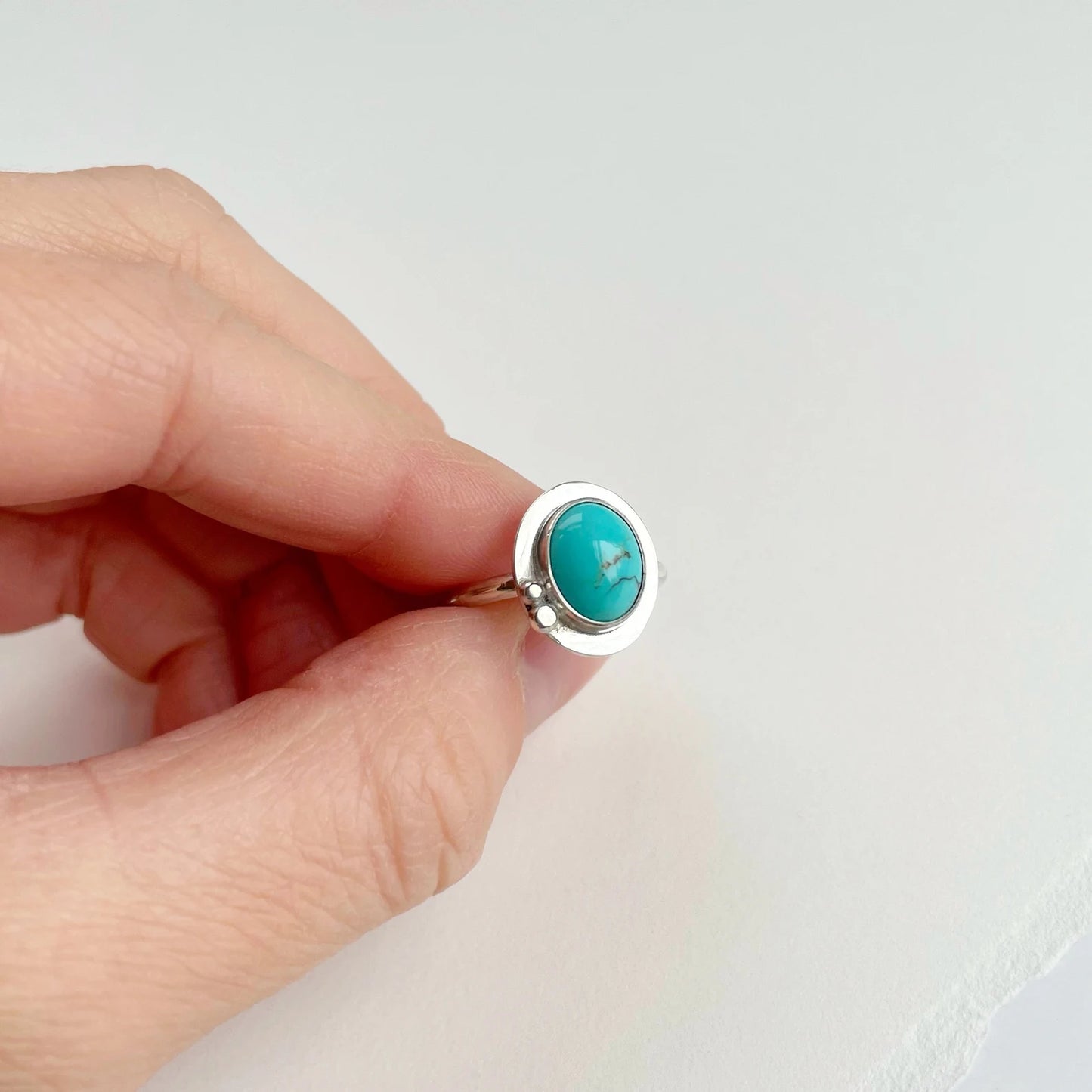 Natural Turquoise Statement Oval Ring | Size 7.75