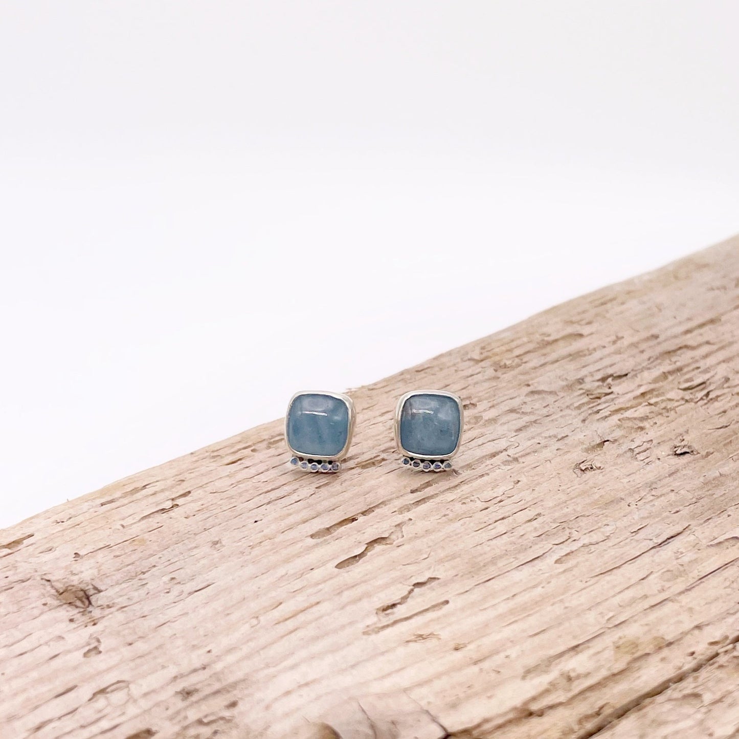 Aquamarine Square Dottie Stud