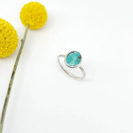 Birches Turquoise Stacking Oval Ring No. 02 | Size 5.5