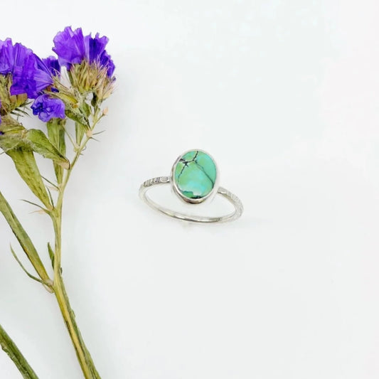 Birches Turquoise Stacking Oval Ring No. 06 | Size 7.5