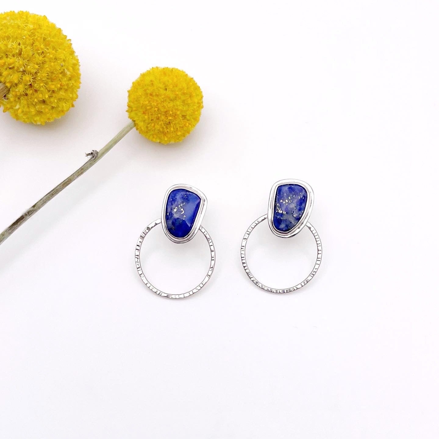 Lapis Lazuli Hoop Stud Earring No. 1