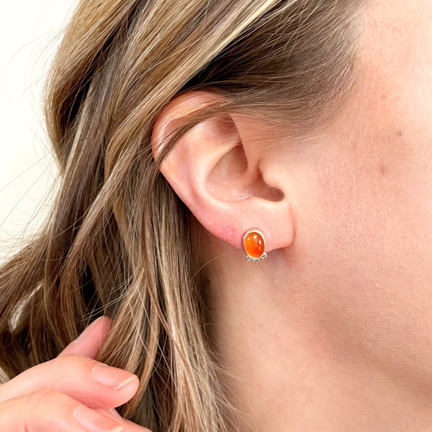 Carnelian Oval Dottie Stud