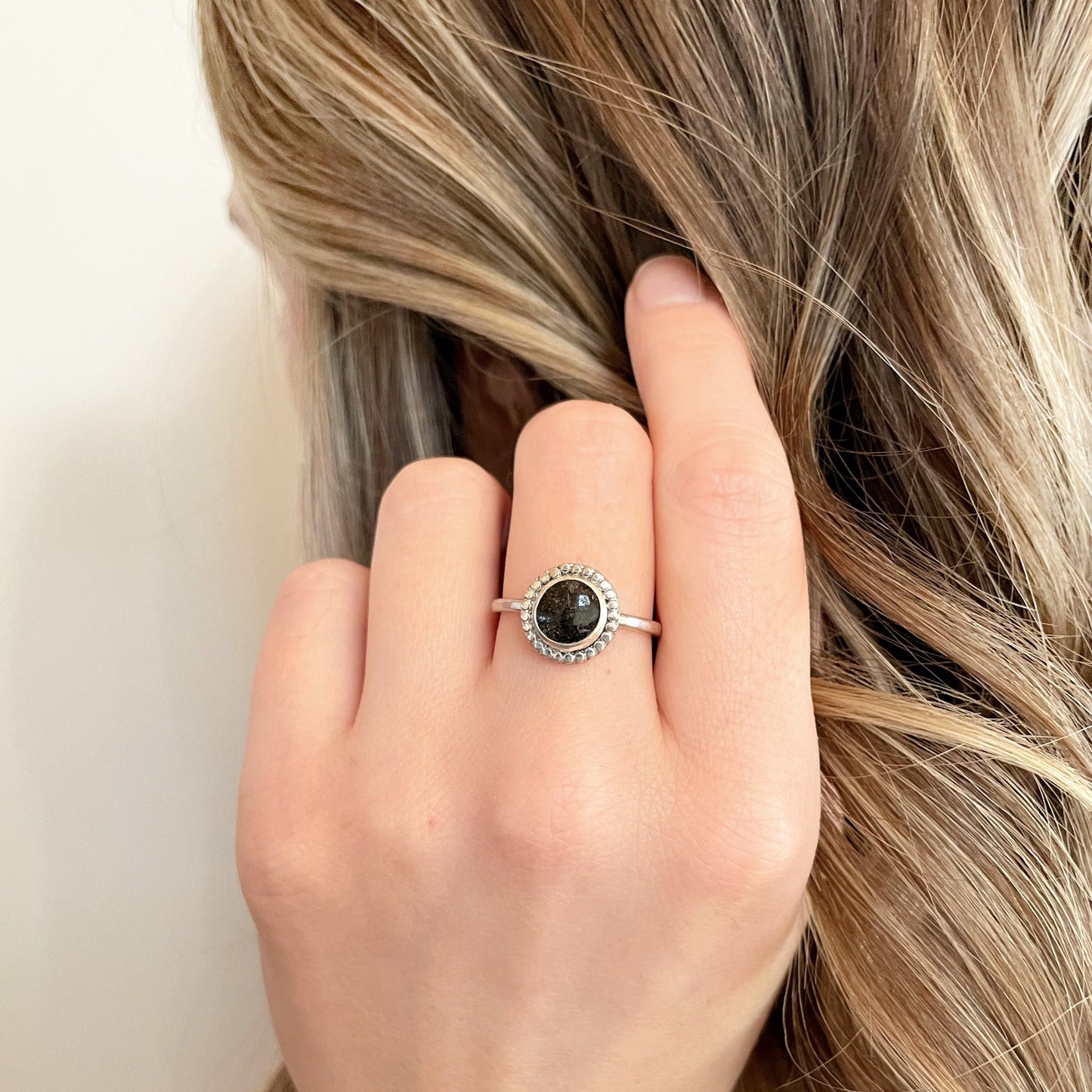 Black Rutilated Quartz Ring | Size 8.5